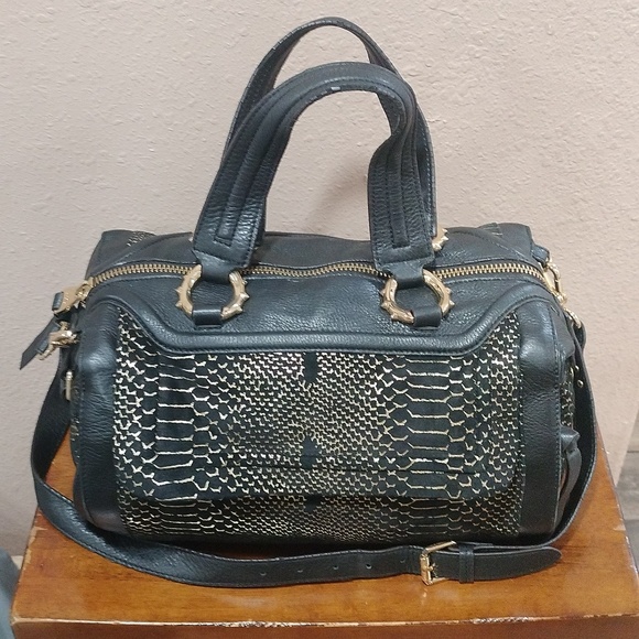 Aimee Kestenberg Black and gold satchel bag. - Picture 2 of 16
